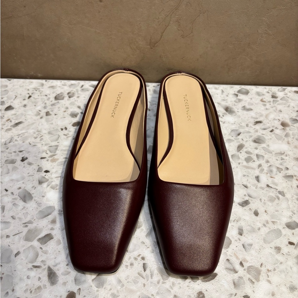 Tuckernuck Burgundy Leather Square-Toe Flats